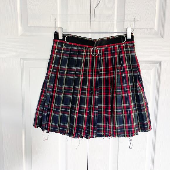 Current Mood Dolls Kill Crimson Dress Code Plaid Mini Skirt - Picture 1 of 7